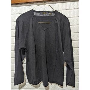 Bachrach Men's Black Loose Knit V-Neck Sweater Size XL